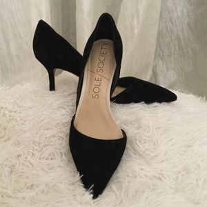 Sole Society D'orsay Black Suede Pumps